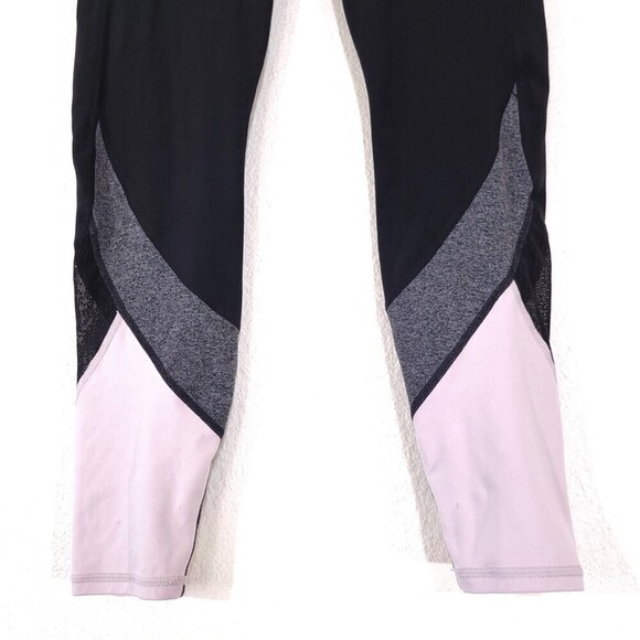 ATHLETA Colorblock Salutation 7/8 Ankle Cropped Leggings Sporty Black Mesh Pink - Picture 3 of 13